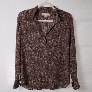 Loft Petites Button Down Floral Blouse